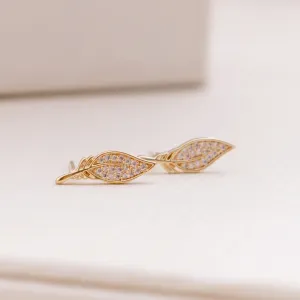 BRINCO FOLHA CRAVEJADA BANHADO A OURO 18K