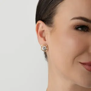 Brinco orgânico banhado a ouro 18k e aplicação em ródio