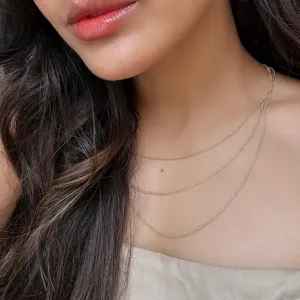 COLAR TRIO FIXO COM MINI ESFERAS BANHADO A OURO 18K AJUSTÁVEL 42,45 E 50CM