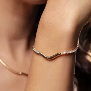 Pulseira Duo snake e zirconias banhado a ouro 18k