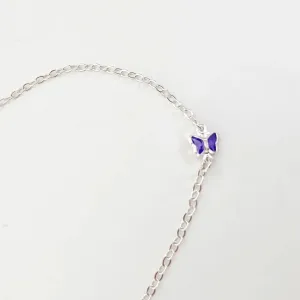 PULSEIRA PRATA 925 COM BORBOLETA LAVANDA