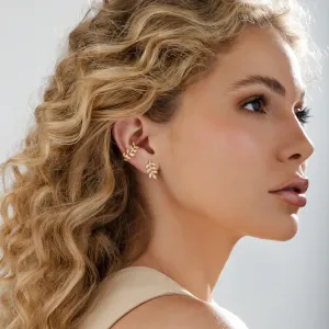 Piercing folha cravejada em zircônias banhado a ouro 18k