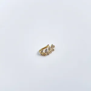 Piercing folha cravejada em zircônias banhado a ouro 18k