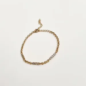 Pulseira com fileiras de cristais banhado a ouro 18K