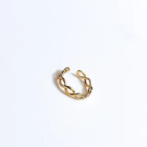 Anel dedo mindinho trançado banhado a ouro 18K Ajustável