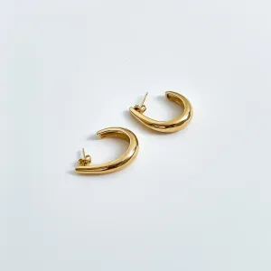 Brinco Argola Oval lisa G Banhado a ouro 18k