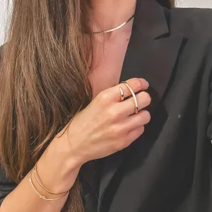 Anel onda dourada banhado a ouro 18K Tam único