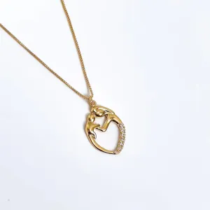 Colar laço de amor mamãe e bebê cravejado em zircônias banhado a ouro 18k