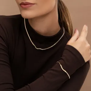 Colar Duo snake e riviera banhado a ouro 18k