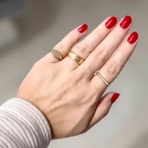 Anel geométrico com zircônias cravejadas banhado a ouro 18K