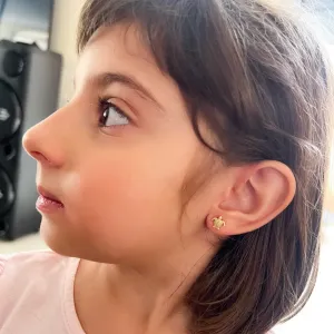Brinco Infantil Tartaruguinha com tarraxa baby Banhado a Ouro 18k