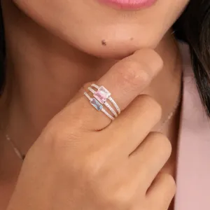 ANEL PRATA 925 COM CRISTAL RETANGULAR