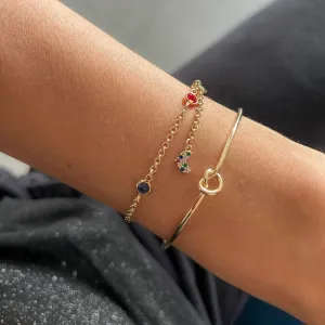 PULSEIRA CRISTAIS REDONDO COLORIDA BANHADO A OURO 18K