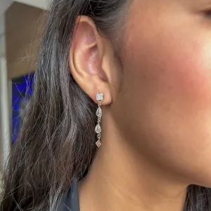 BRINCO CRISTAIS QUADRADO E GOTA BANHADO A OURO 18K