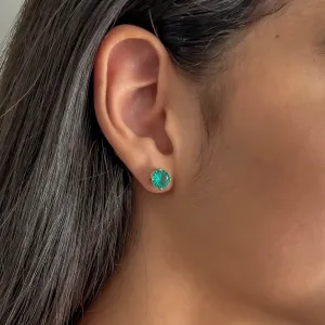 Brinco cristal verde banhado a ouro 18k