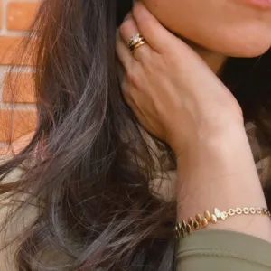 Pulseira mini Círculos duplo Banhado a Ouro 18K