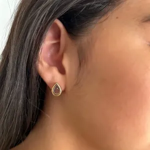 Brinco Gota com pedra Ametista banhado a ouro 18K