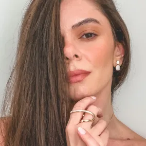 Anel onda dourada banhado a ouro 18K Tam único