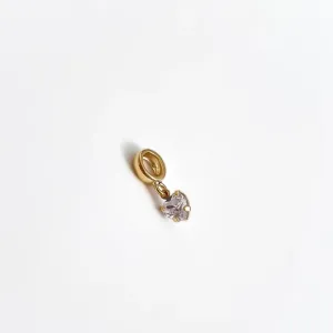 Berloque Coração cristal banhado a ouro 18k