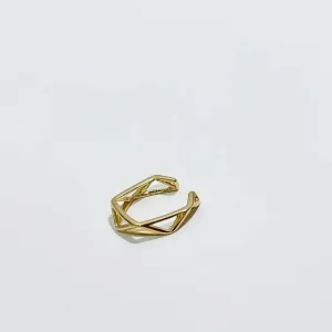 PIERCING FORMATO GEOMETRICO BANHADO A OURO 18K