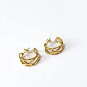 BRINCO ARGOLA DETALHE CRUZADO BANHADO A OURO 18K