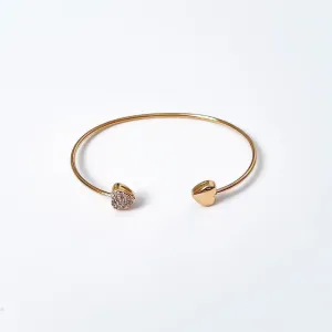 Bracelete coração liso e cravejado banhado a ouro 18k