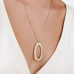 COLAR ORGÂNICO OVAL VAZADO BANHADO A OURO 18K 60CM