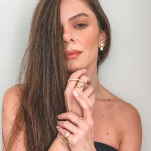 Anel onda dourada banhado a ouro 18K ajustável personalize como usar