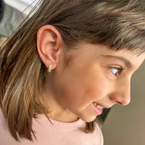 Argola cravejada em zircônias banhado a ouro 18K Tam M