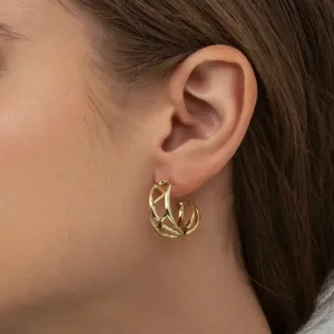 BRINCO ARGOLA DETALHE CRUZADO BANHADO A OURO 18K