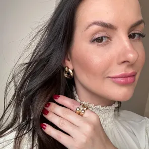 ANEL COM QUATRO ESFERAS BANHADO A OURO 18K AJUSTÁVEL