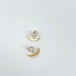 Brinco âncora com cristal banhado a ouro 18k
