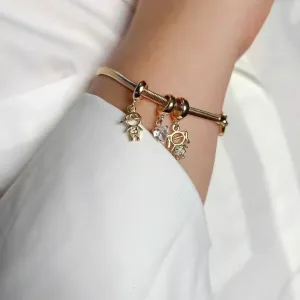 PULSEIRA FILHOS CASAL COM CRISTAL BANHADO A OURO 18K