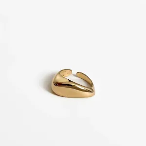 ANEL ABAULADO LISO BANHADO A OURO 18K AJUSTÁVEL
