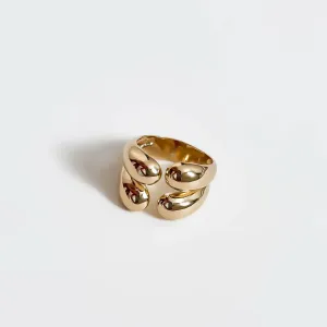 ANEL COM QUATRO ESFERAS BANHADO A OURO 18K AJUSTÁVEL