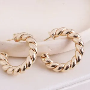 ARGOLA TUBO TORCIDO BANHADO A OURO 18K