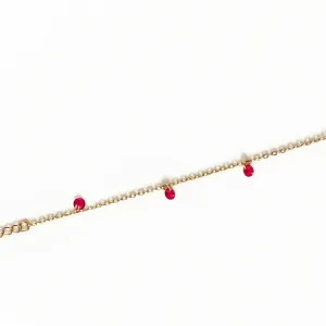 TORNOZELEIRA PINGENTE CRISTAIS ROSA BANHADO A OURO 18k