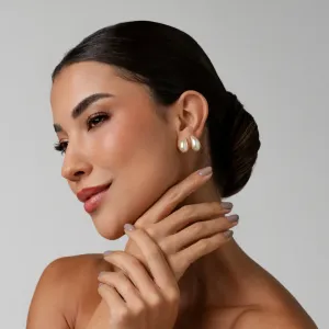 BRINCO PÉROLA GOTA BANHADO A OURO 18K