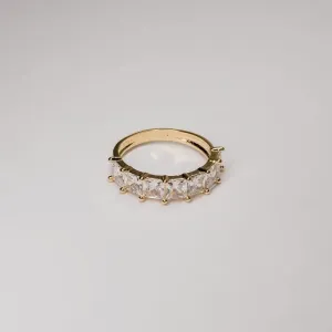 Anel com pedras de cristais quadrada banhado a ouro18k