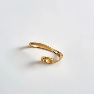 Anel onda dourada banhado a ouro 18K ajustável personalize como usar