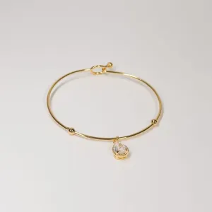 Bracelete com pingente de gota cristal banhado a ouro 18k