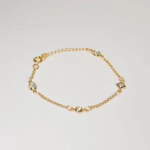 Pulseira infantil cristais banhado a ouro 18k ajustável