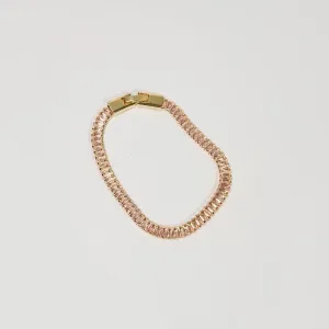 Pulseira Riviera baguete rosa claro banhado a ouro 18k 18cm