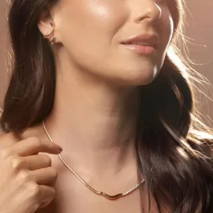 Colar Duo snake e riviera banhado a ouro 18k