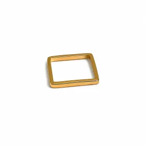 ANEL QUADRADO LISO BANHADO A OURO 18K