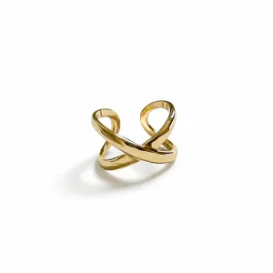 Anel Entrelaçado banhado a ouro 18k Ajustável
