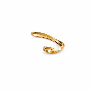 Anel onda dourada banhado a ouro 18K ajustável personalize como usar