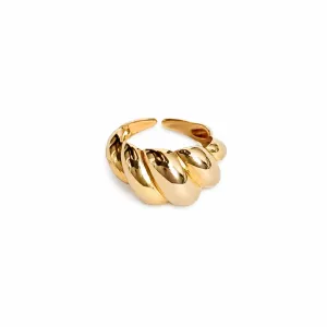 ANEL DESIGN CROISSANT BANHADO A OURO 18K AJUSTÁVEL