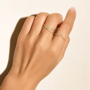 Anel Infinito Cravejado em zircônias banhado a ouro 18K