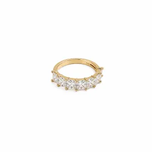 Anel com pedras de cristais quadrada banhado a ouro18k